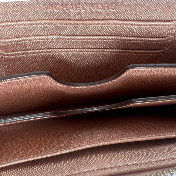 Michael Kors MK Rose Gold Metallic Logo Medium Wallet - Picture 8 of 11